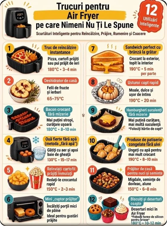 Infografic: 12 trucuri pentru airfryer