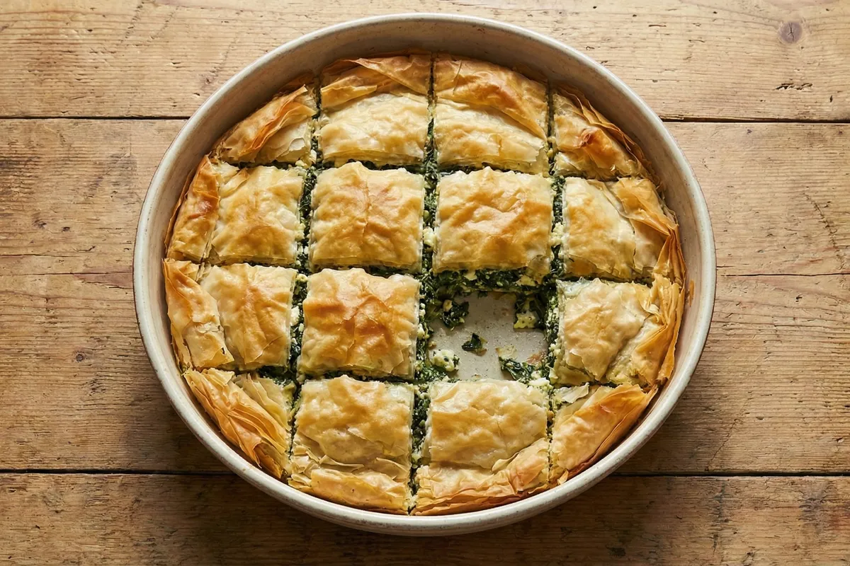 Plăcintă grecească cu spanac și feta (Spanakopita)