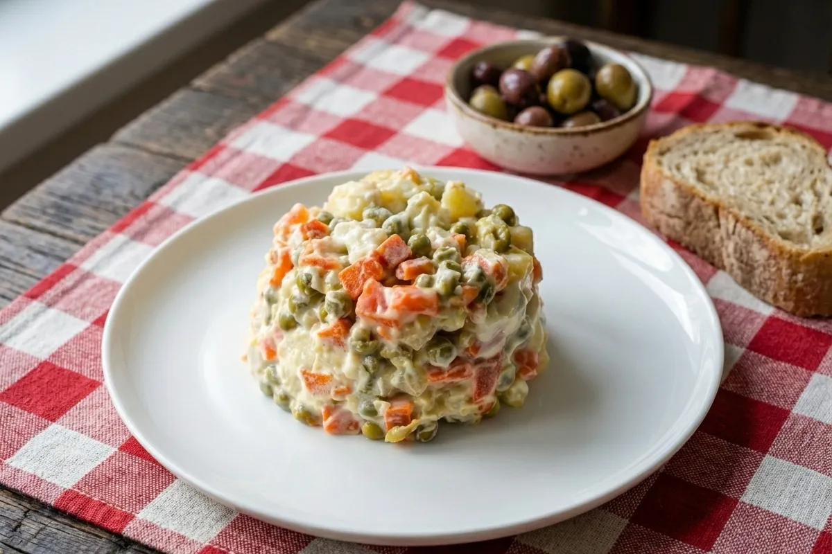 Salată de boeuf cu pui și murături crocante