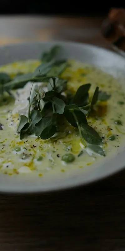 Ciorbă de fasole verde cu smântână și tarhon, acrișoară și cremoasă