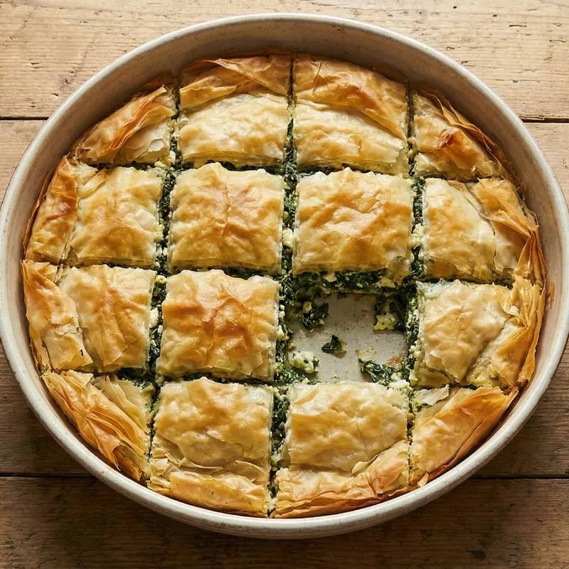 Plăcintă grecească cu spanac și feta (Spanakopita)