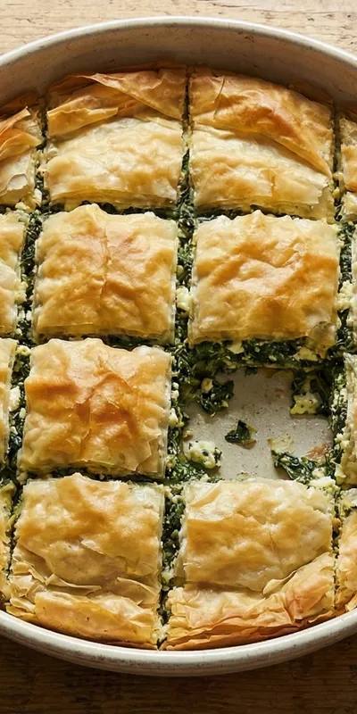 Plăcintă grecească cu spanac și feta (Spanakopita)