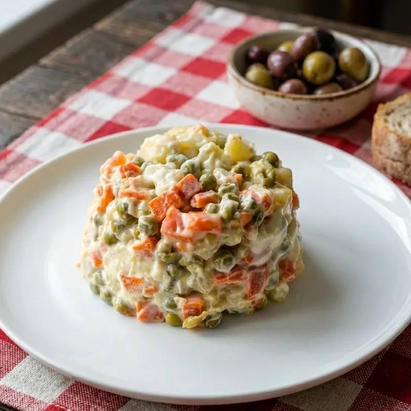 Salată de boeuf cu pui și murături crocante