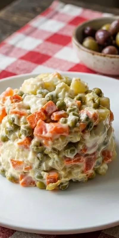 Salată de boeuf cu pui și murături crocante